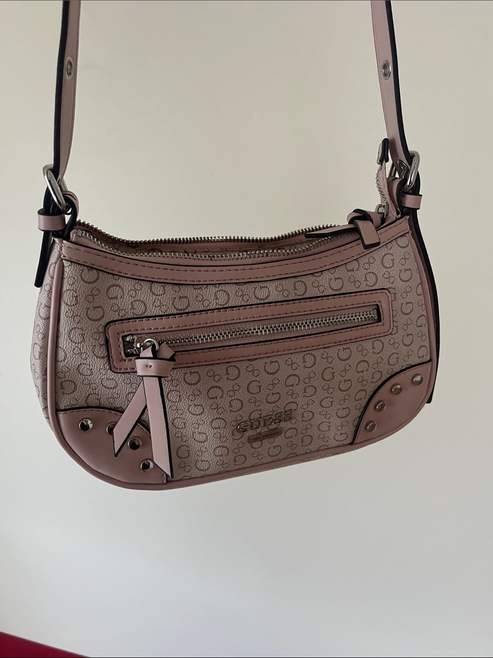 Guess Monogram Crossbody Bag in Dusty Rose